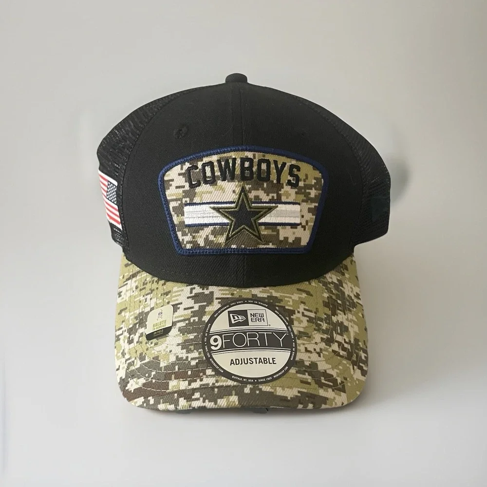 New Era Hat NFL Dallas Cowboys Black Camo‎ Adjustable Salute To Service 9Forty